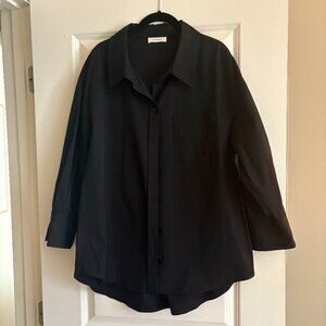 Anine Bing Mika Shirt Black Button Down Blouse Size Large